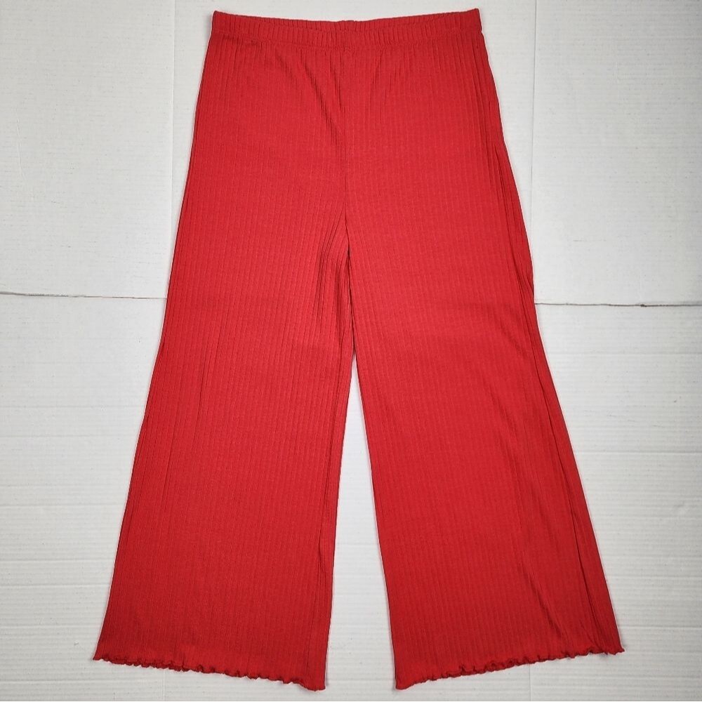 Billabong Easy Waves Pants Ribbed Wide Leg Cropped Red Coral Size L - Picture 6 of 14